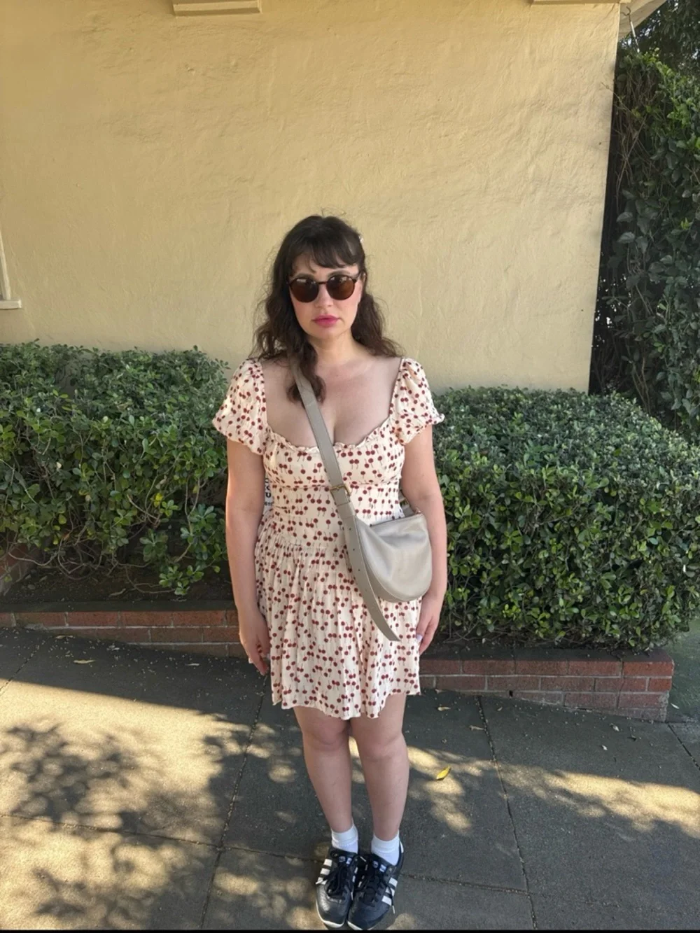 Reformation Cream Mini Dress with Red Cherry Pattern - Picture 3 of 3